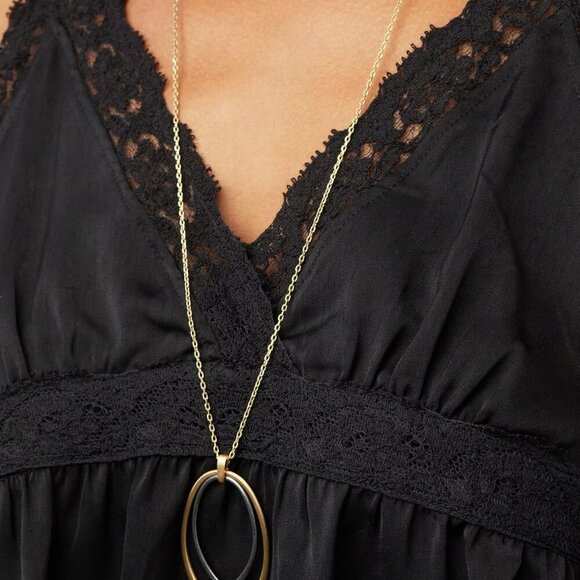 Brand Women's Two Tone Teardrop Pendant Necklace, Two Tone, One Size - Picture 2 of 3